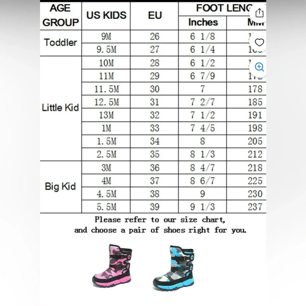 Girls’ Snow Boots Pink and Black Size 3 Little Girl